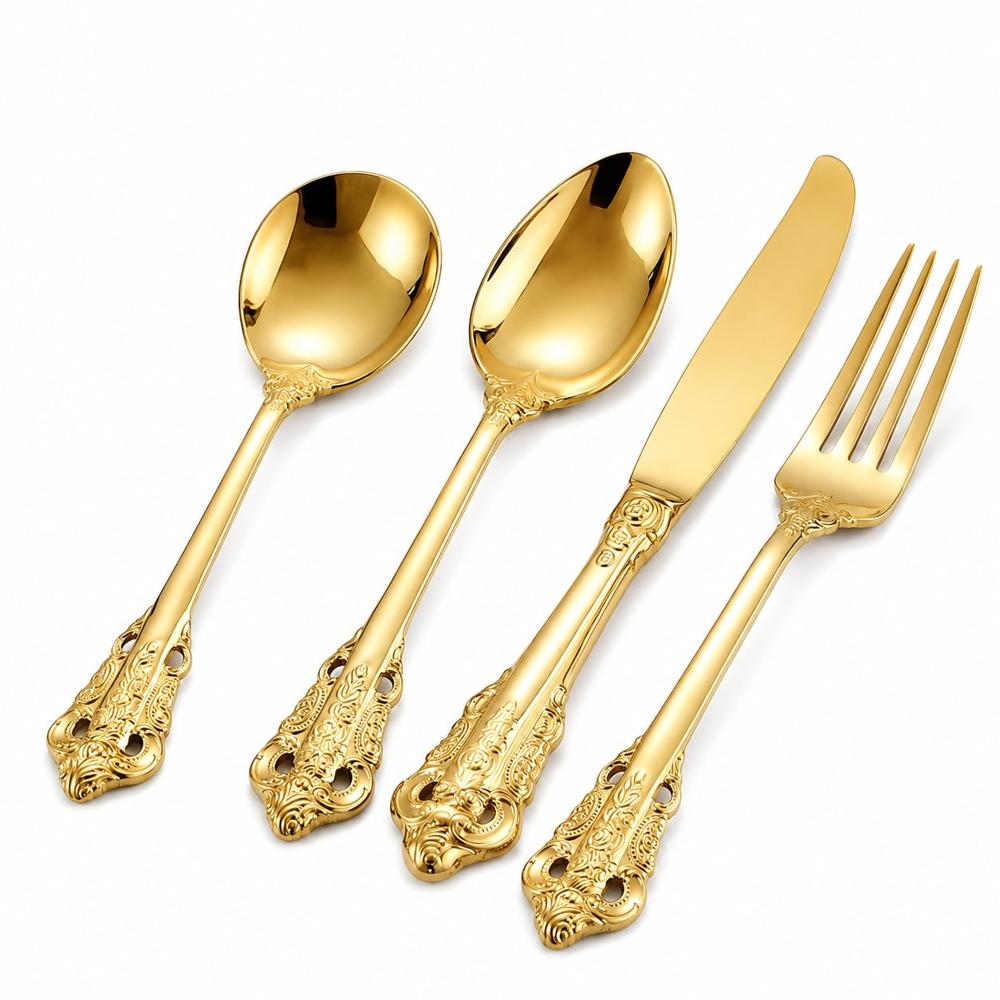 Royal Cutlery Set Of 4 Pcs Dinner - Stainless Steel Various Sizes Available Modern Design Polished Finish Multiple Colors