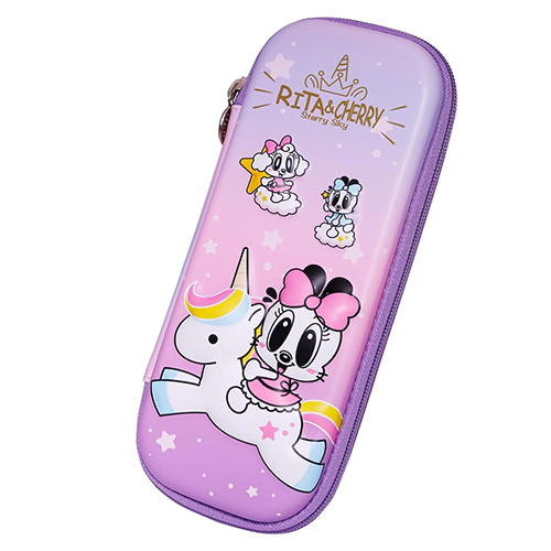 3D Unicorn Ride Cartoon Cover Hard Top Pencil Case