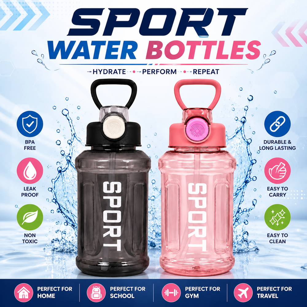 1300 Ml Water Bottle - Plastic Material, 1300 Ml Capacity, Customizable Color - Cork Sealing, Engraved Surface For Enhanced Grip, Warranty Included
