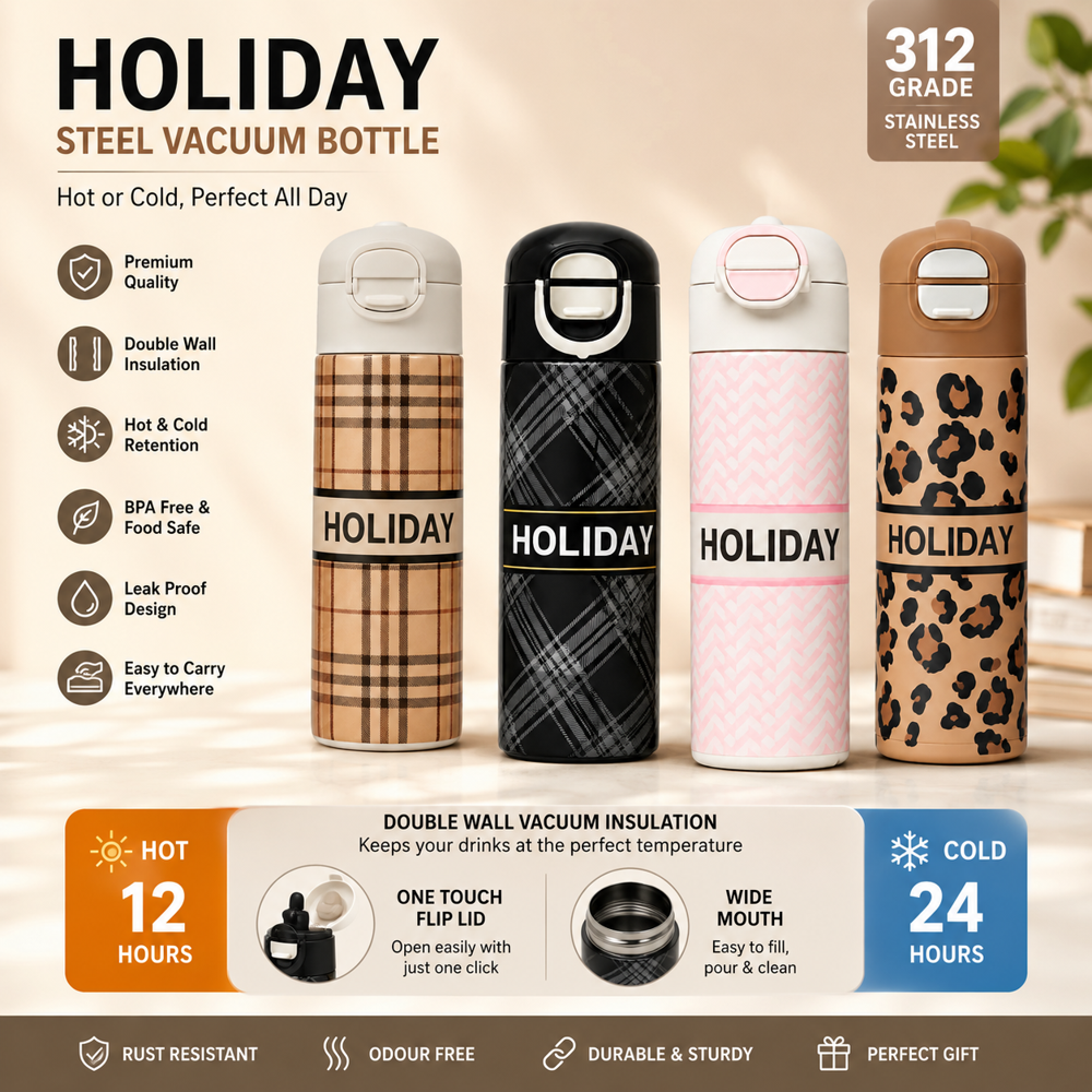 500 Ml Stainless Steel Flask Bottle - 500 Ml Capacity, Customizable Color Options | Engraved Surface, Cork Sealing, Ideal For On-the-go Beverage Enthusiasts