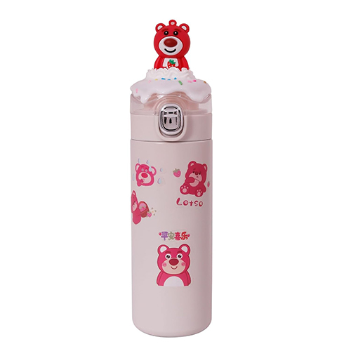 Classy 3D Stainless Steel Water Bottle - Stainless Steel, 500 ML, Engraved Design, Cork Sealing, Multi-Color Options, Easy to Clean, Warranty Included