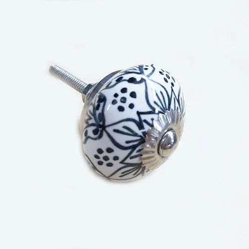 Ceramic White And Black Cabinet Knob