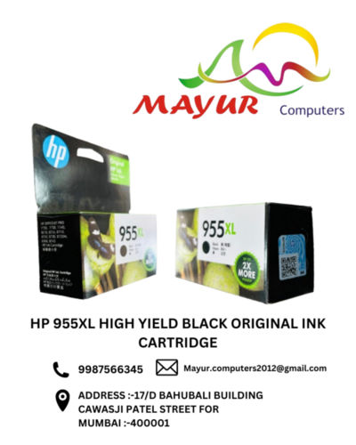 HP 955XL Ink Cartridge - High Yield, Original Quality Black Ink | Compatible with Select HP Printers, Ideal for High Volume Printing