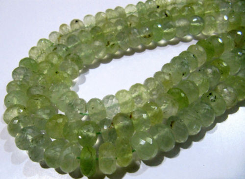 Natural Prehnite Rondelle Faceted 10mm Beads Strand 10 inches long