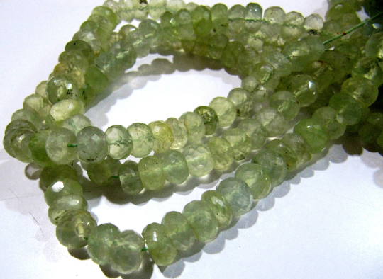 Natural Prehnite Rondelle Faceted 10mm Beads Strand 10 inches long