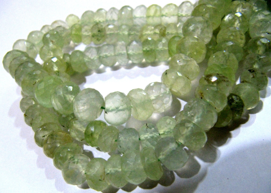 Natural Prehnite Rondelle Faceted 10mm Beads Strand 10 inches long