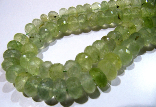 Natural Prehnite Rondelle Faceted 10mm Beads Strand 10 inches long