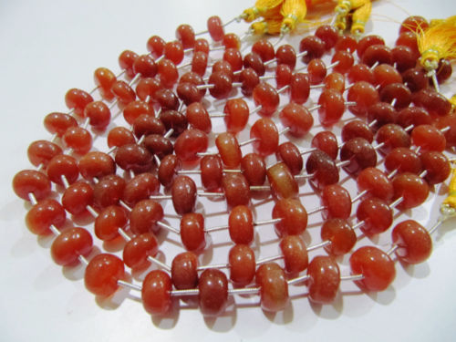 Natural Red Chalcedony Plain Rondelle Beads10 to 12mm Strand 9''long