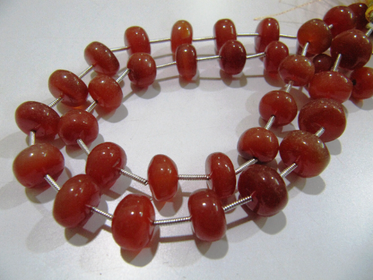 Natural Red Chalcedony Plain Rondelle Beads10 to 12mm Strand 9''long