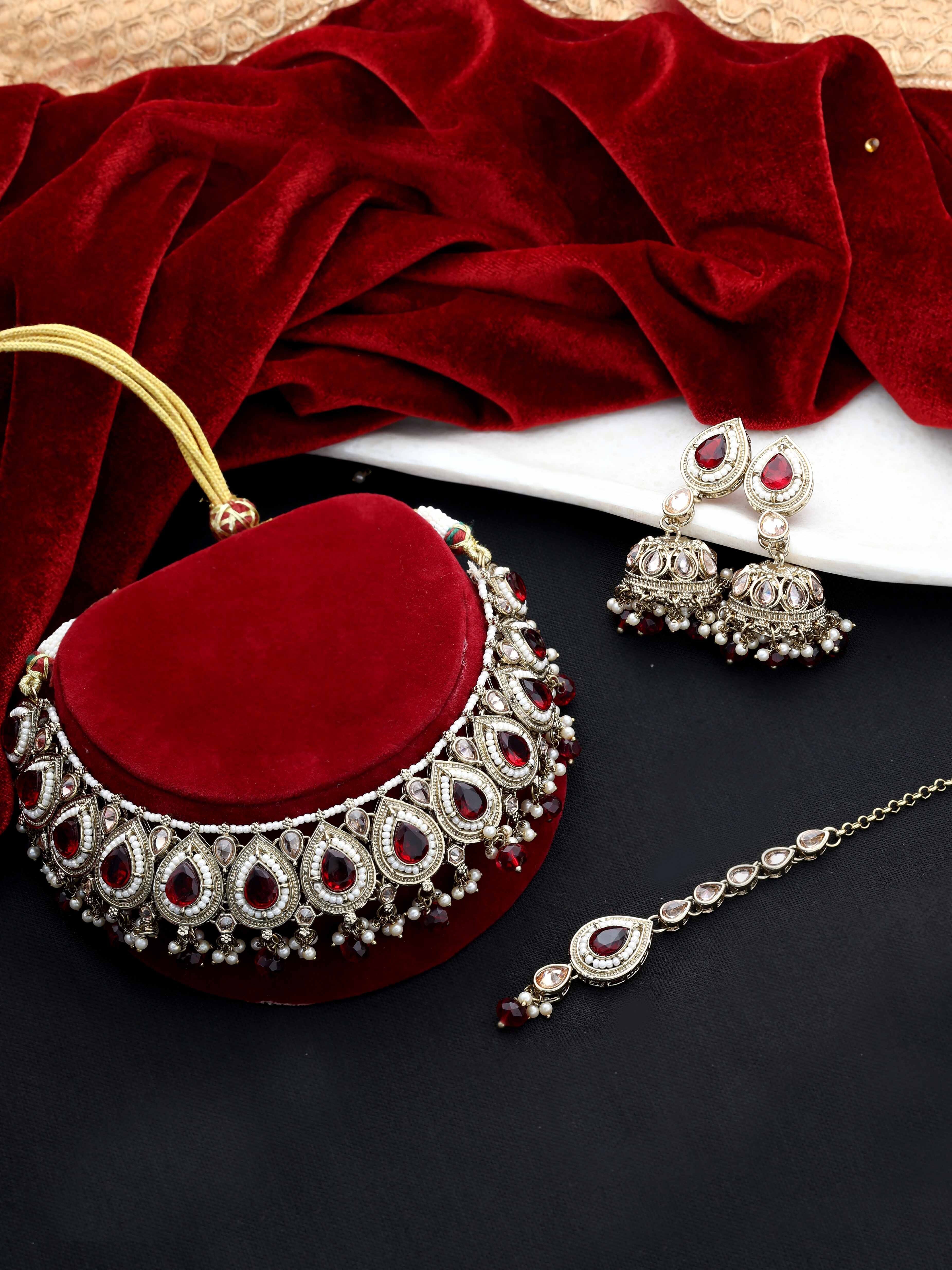 Royal Tilak Adornment Reverse AD Choker Set.