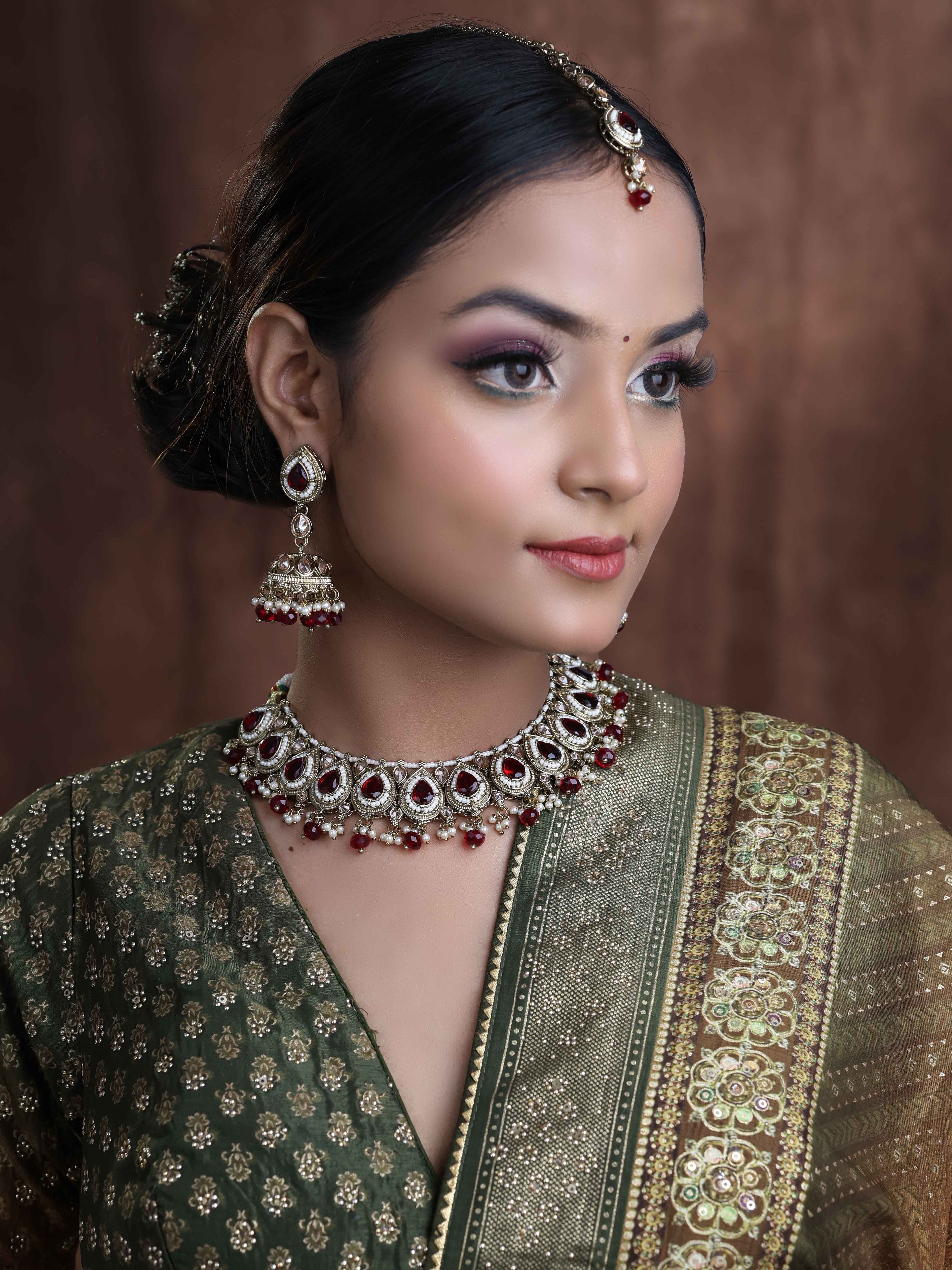 Royal Tilak Adornment Reverse AD Choker Set.