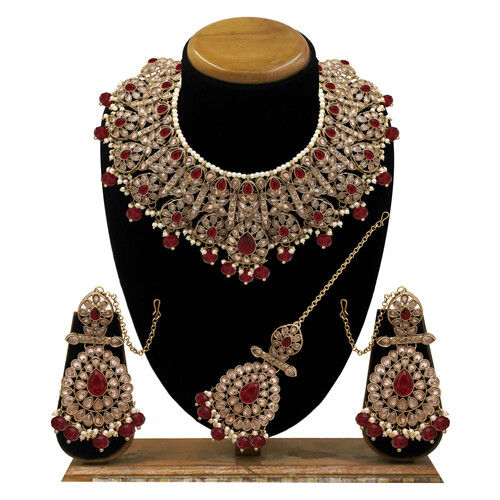 Blooming Beauty Mehandi Plated Reverse AD Choker Necklaces Set.