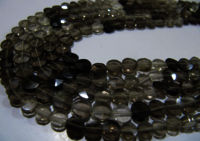 Natural Smoky Quartz Coin shape Faceted Shaded 5mm Beads Strand 13''long