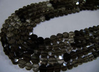 Natural Smoky Quartz Coin shape Faceted Shaded 5mm Beads Strand 13''long