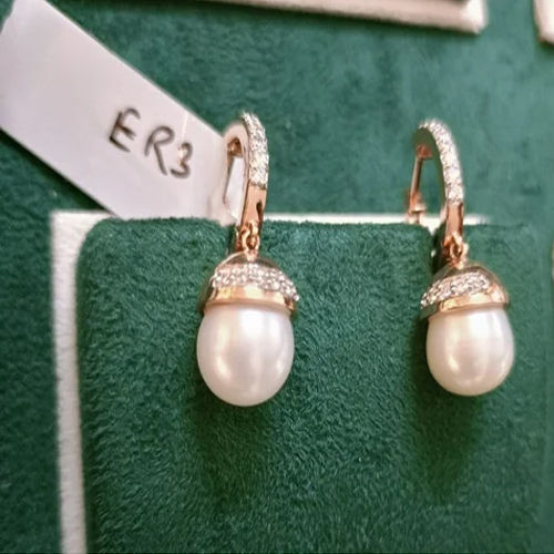 Party Wear Diamond Pearl Drop Earrings