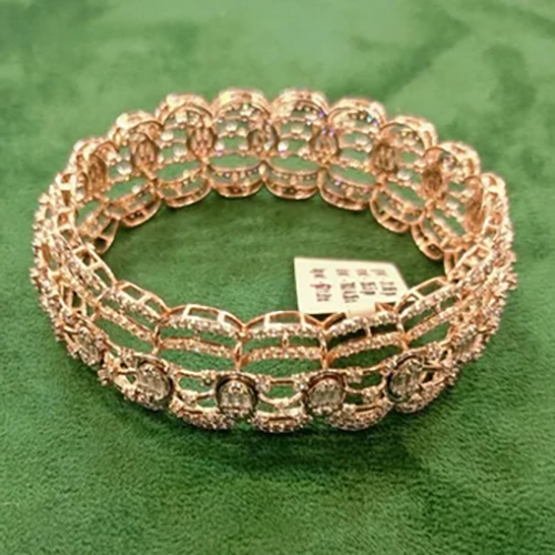 Ladies Bridal Wear Lab Grown Diamond Gold Bangle