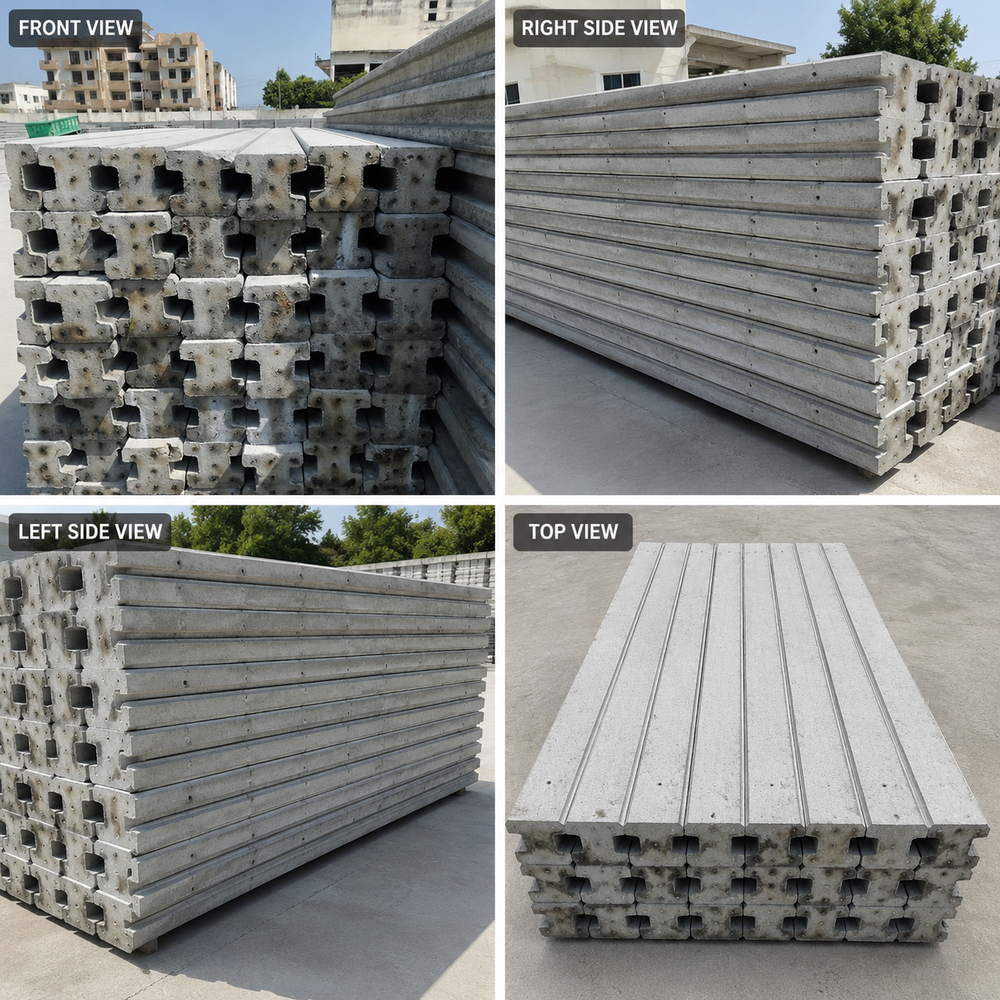 Precast Compound Wall Pillar - Concrete, 4 Inch Thickness, Gray Color, I Shape | Wall Pillar for Industrial Use, Rough Surface Treatment