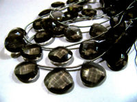 Smoky Quartz Heart shape Faceted 13mm Beads Strand 8 inches Long