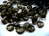 Smoky Quartz Heart shape Faceted 13mm Beads Strand 8 inches Long