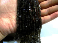 Natural Smoky Quartz Heishi Cut Square Shape 4mm Beads Strand 8 inch Long