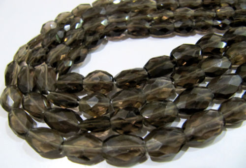 Natural Smoky Quartz Faceted Oval Shape 8 to 10mm Beads Strand 13 inches long