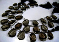 Smoky Hydro Quartz Pear shape Faceted 15x20mm to 18x25mm Strand 8''Long