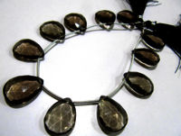 Smoky Hydro Quartz Pear shape Faceted 15x20mm to 18x25mm Strand 8''Long