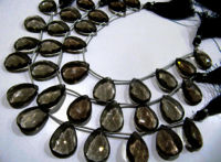 Smoky Hydro Quartz Pear shape Faceted 15x20mm to 18x25mm Strand 8''Long