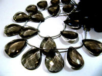 Smoky Hydro Quartz Pear shape Faceted 15x20mm to 18x25mm Strand 8''Long