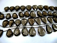 Smoky Hydro Quartz Pear shape Faceted 15x20mm to 18x25mm Strand 8''Long