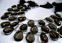 Natural Smoky Quartz Pear shape Faceted Beads 15x20mmBeads Strand 8''Long