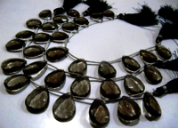 Natural Smoky Quartz Pear shape Faceted Beads 15x20mmBeads Strand 8''Long