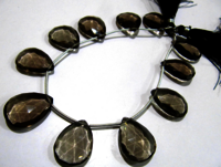 Natural Smoky Quartz Pear shape Faceted Beads 15x20mmBeads Strand 8''Long