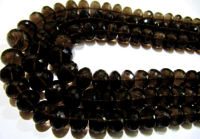 Natural Smoky Quartz Rondelle Faceted 9 to 12mm Graduated Beads Strand 8''long