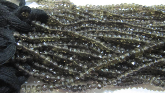 Natural Smoky Quartz Rondelle Faceted Beads 3-4mm Beads Strand 13''long