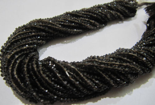 Natural Smoky Quartz Rondelle Faceted Beads 3mm Beads Strand 13 inches Long