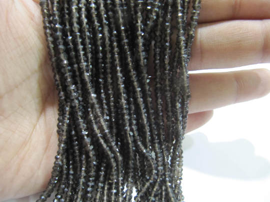 Natural Smoky Quartz Rondelle Faceted Beads 3mm Beads Strand 13 inches Long