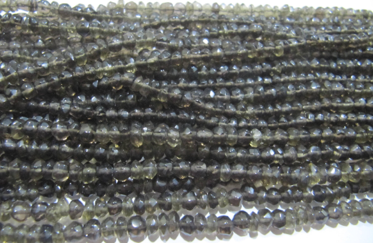 Natural Smoky Quartz Rondelle Faceted Beads 3mm Beads Strand 13 inches Long