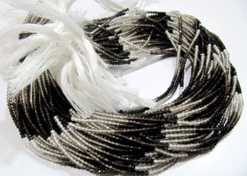 Natural Smoky Quartz Shaded Rondelle Faceted  2mm Beads Strand 13 inch long