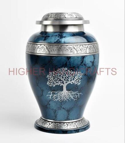 Blue Fire Handcrafted Metal Cremation Urn for Human Ashes & Pets - Funeral Urns 7 Accessories Supplies