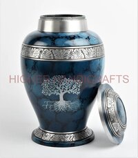 Blue Fire Handcrafted Metal Cremation Urn for Human Ashes & Pets - Funeral Urns 7 Accessories Supplies