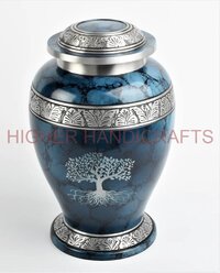 Blue Fire Handcrafted Metal Cremation Urn for Human Ashes & Pets - Funeral Urns 7 Accessories Supplies