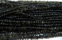 Natural Smoky Quartz Rondelle Faceted 3-4mm Beads Strand 13''long