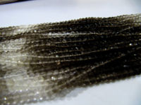 Natural Smoky Quartz Rondelle Faceted 4mm Shaded Beads Strand 13-14''long