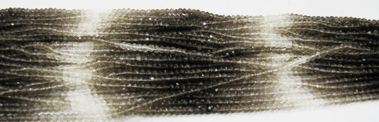 Natural Smoky Quartz Rondelle Faceted 4mm Shaded Beads Strand 13-14''long