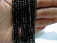 Natural Smoky Quartz Rondelle Faceted 3- 4mm Beads Strand 13 inches Long