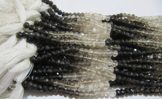 Natural Smoky Quartz Rondelle Shaded Faceted Beads 4-5mm Beads Strand 13''long