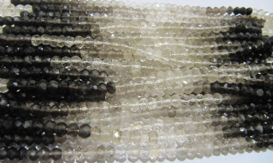 Natural Smoky Quartz Rondelle Shaded Faceted Beads 4-5mm Beads Strand 13''long