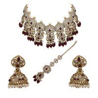 Heptagon Splendor Reverse AD Choker Necklace Set.