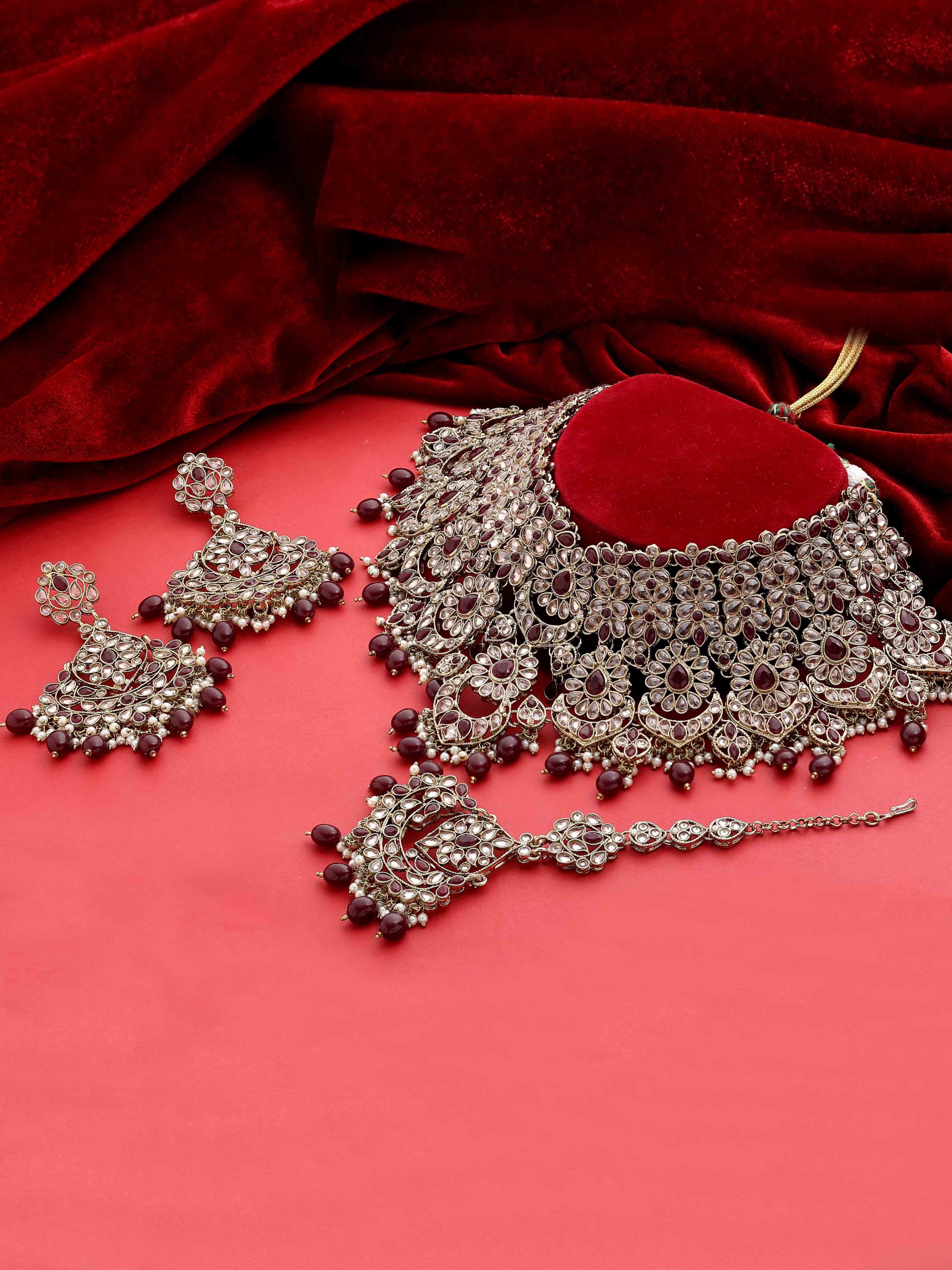 Chandbali Grace Reverse AD Choker Necklace Set.